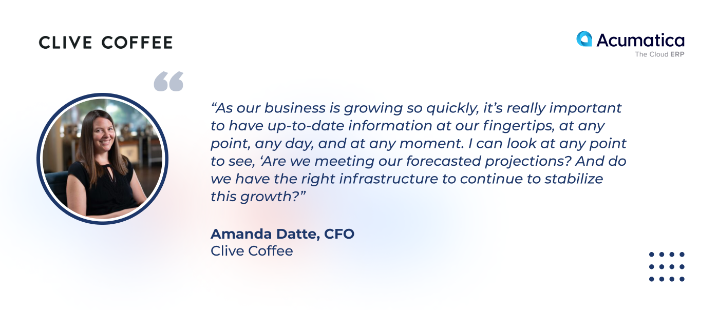 quote 2 from Amanda Datte, Clive Coffee, about Acumatica Cloud ERP