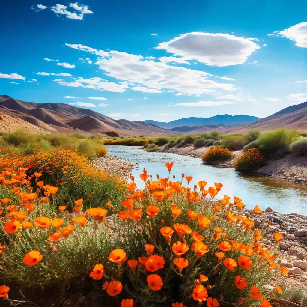Orange flowers growing near the river, which symbolize peace of mind and tranquility of the business, which implemented Acumatica ERP with AcuPower Acumatica Consultant